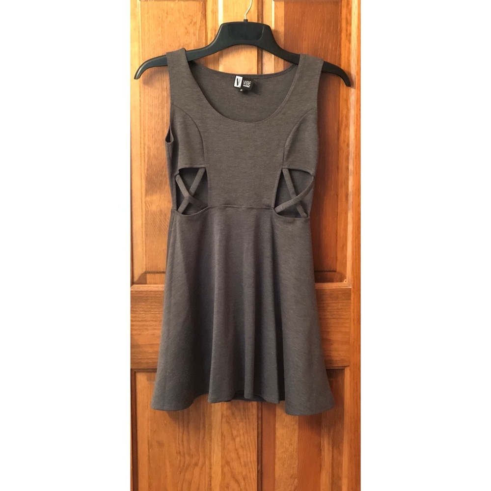 Grey Cute Dress W/Cutouts